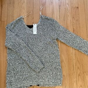Francesca's Black and Cream Knit Sweater